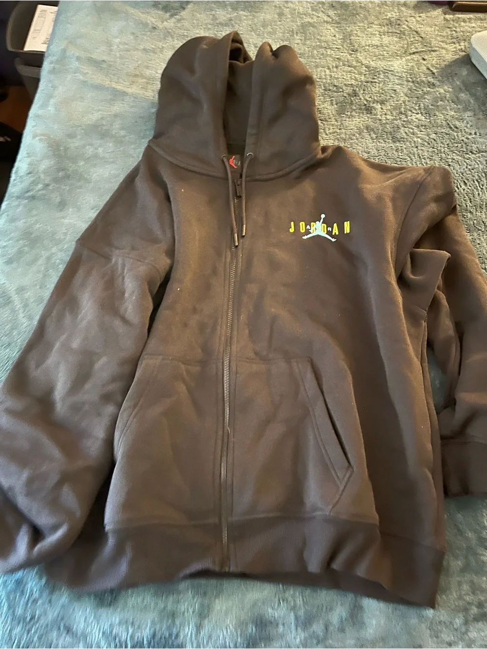 Jordan Brown Full-Zip Hooded Jacket with Logo
